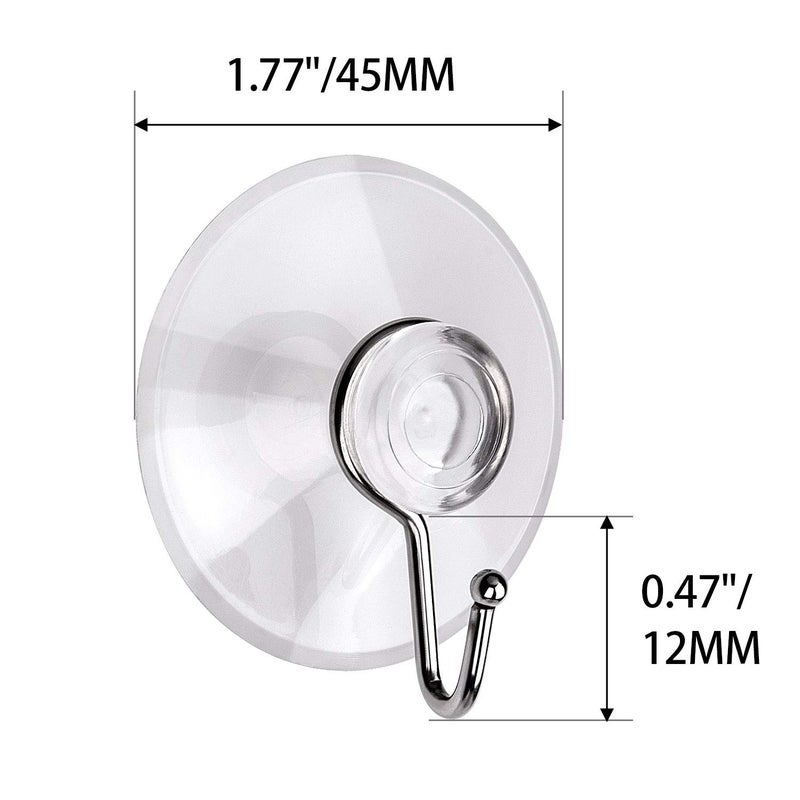 Awpeye 20 Packs Suction Cup Hooks, 1.77 Inches Universal Clear PVC Suction Cups for Shower Removable Window Suction Cups with Hooks for Kitchen Bathroom, Wall, Glass - Image 2